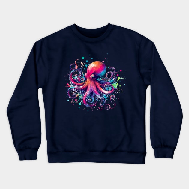 Splash of Color Octopus - He'e in Hawaiian Crewneck Sweatshirt by Organicgal Graphics